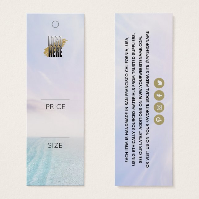 Enkel Logotyp Beach Scene-Märkre Pris  Litet Visitkort (Framsida & baksida)