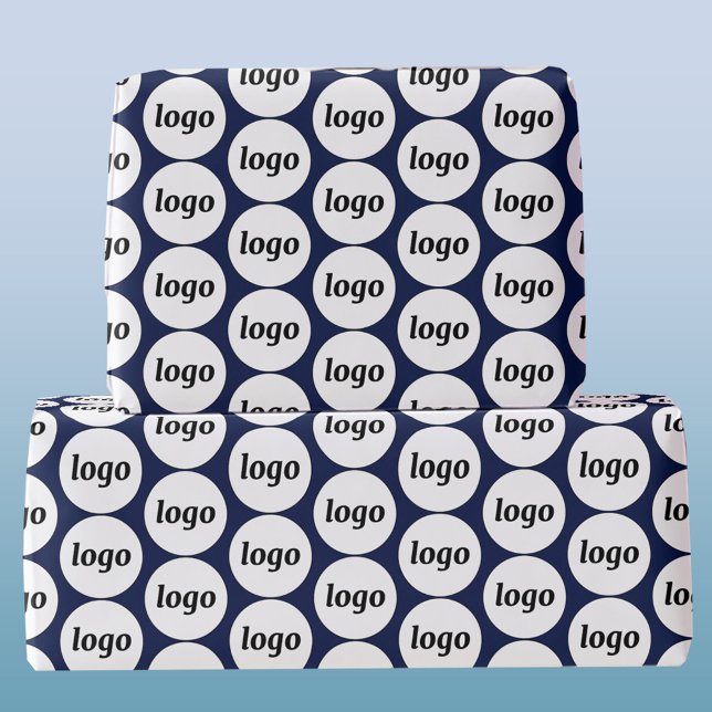 Enkel Logotyp - Blått Mönster-marinblått Presentpapper (Simple logo pattern business branding gift wrapping paper in navy blue)