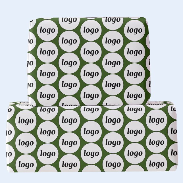 Enkel Logotyp Business Mönster Forest Grönt Presentpapper (Logo pattern business promotional branding gift wrapping paper in forest green)