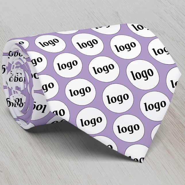 Enkel Logotyp Business Mönster Lilac Lila Slips (Simple logo pattern business promotional pastel lilac purple neck tie)