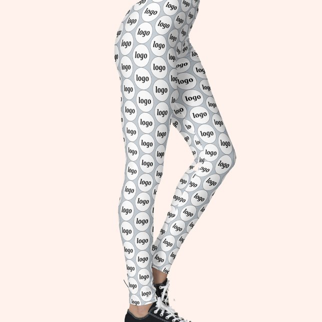 Enkel Logotyp Business Mönster Powder Blue Leggings (Simple logo pattern business promotional branding leggings)