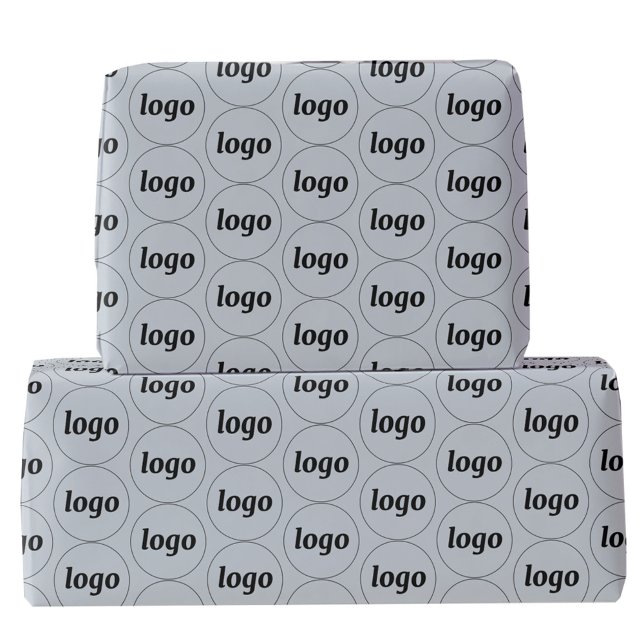 Enkel Logotyp Business Mönster Powder Blue Presentpapper (Logo pattern business promotional dusty pastel powder blue wrapping paper roll)