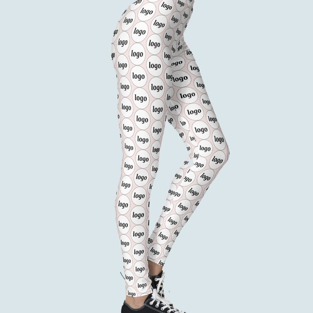 Enkel Logotyp Business Mönster  Rosa Leggings (Simple logo pattern business promotional branding leggings)