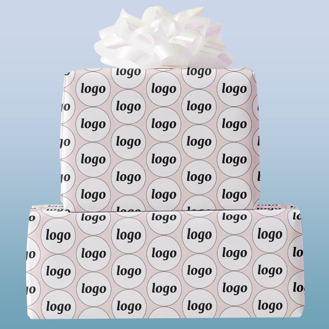 Enkel Logotyp Business Mönster  Rosa Presentpapper (Logo and text custom business promotional blush pink packaging wrapping paper)