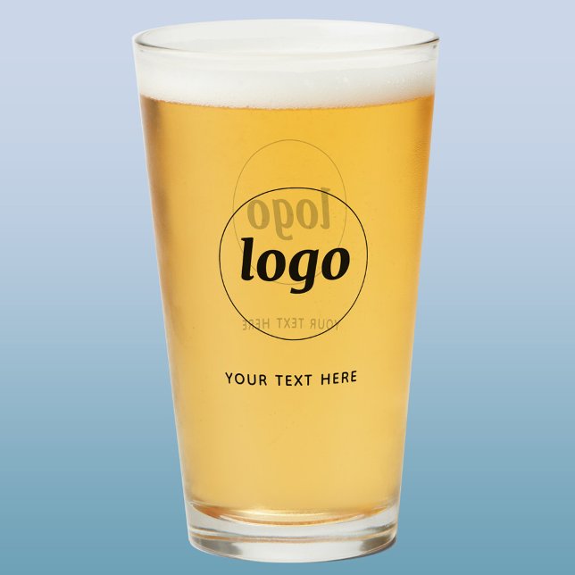 Enkel logotyp, Business Promotional Beer Glass Glaskopp (Logo with text simple business branding promotional beer glass)