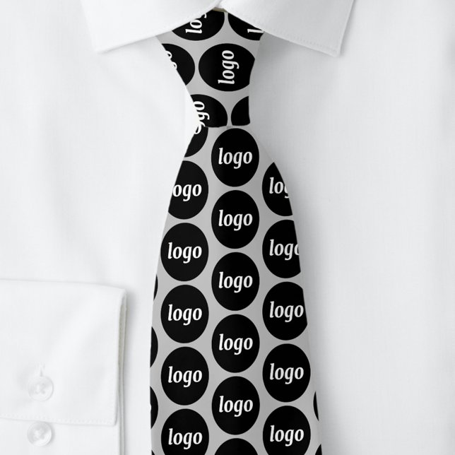 Enkel Logotyp Business Silver Grått Slips (Logo pattern custom silver gray business promotional neck tie)