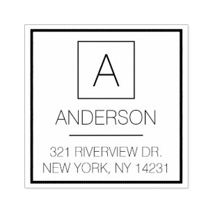 Enkel Logotyp Enkel Monogram Namn-Returadress Stämpel