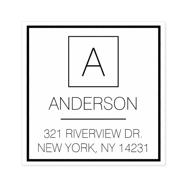 Enkel Logotyp Enkel Monogram Namn-Returadress Stämpel (Tryck)