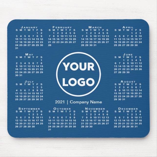 Enkel Logotyp för 2021 års kalender - blått Musmatta (Framsidan)
