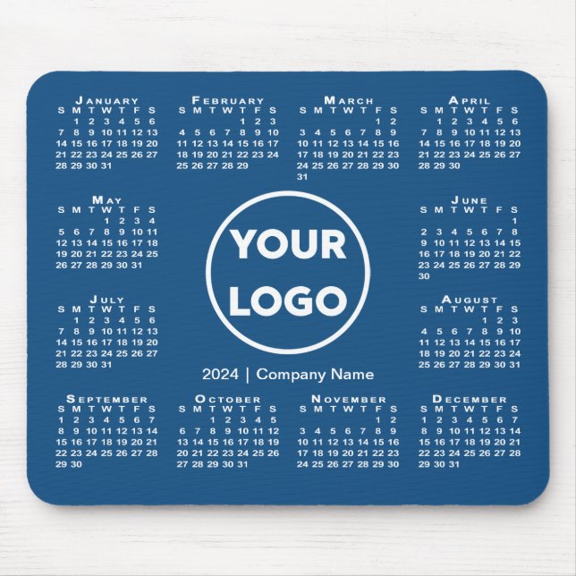 Enkel Logotyp för 2024 års kalender - blått Musmatta (Framsidan)