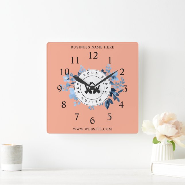 Enkel Logotyp för minimal Anpassningsbar och textf Fyrkantig Klocka (Hem)