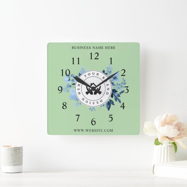 Enkel Logotyp för minimal Anpassningsbar och textf Fyrkantig Klocka (Hem)