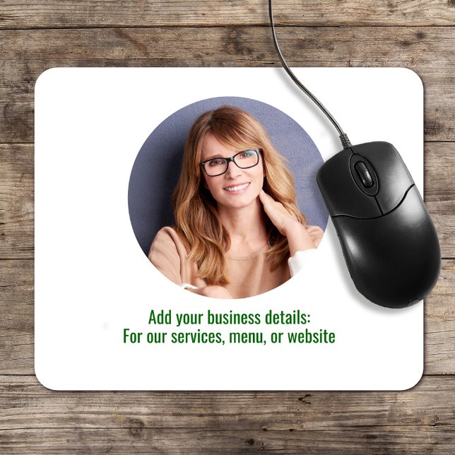 Enkel Logotyp för minimalistisk Grönt och vit Musmatta (Simple business photo or logo mouse pad. With green lettering.)