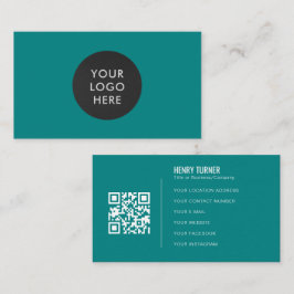 Enkel Logotyp för Professionell QR-kod - Teal Comp Visitkort