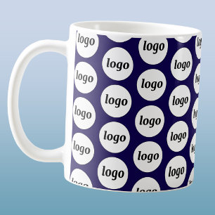 Enkel logotyp företagsvarumärke mönster marinblå kaffemugg