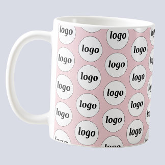 Enkel logotyp företagsvarumärke mönster rosafärgad kaffemugg