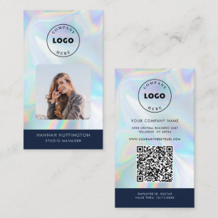 Enkel logotyp holografisk QR-kod anställd foto Visitkort