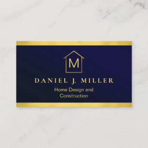 Enkel Logotyp i hemmet Monogram Modern Navy Blue Visitkort