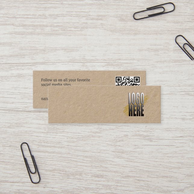 Enkel Logotyp Kraft Papper Earring Visning QR-kod Mini Visitkort (Fram/Back In Situ)