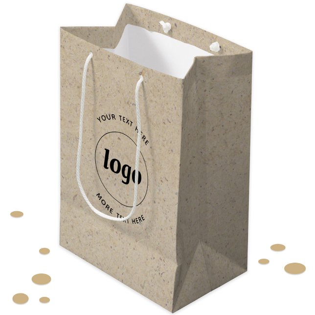 Enkel Logotyp med Papper texthantering (Simple logo with text business branding promotional gift or product bag with brown paper effect)