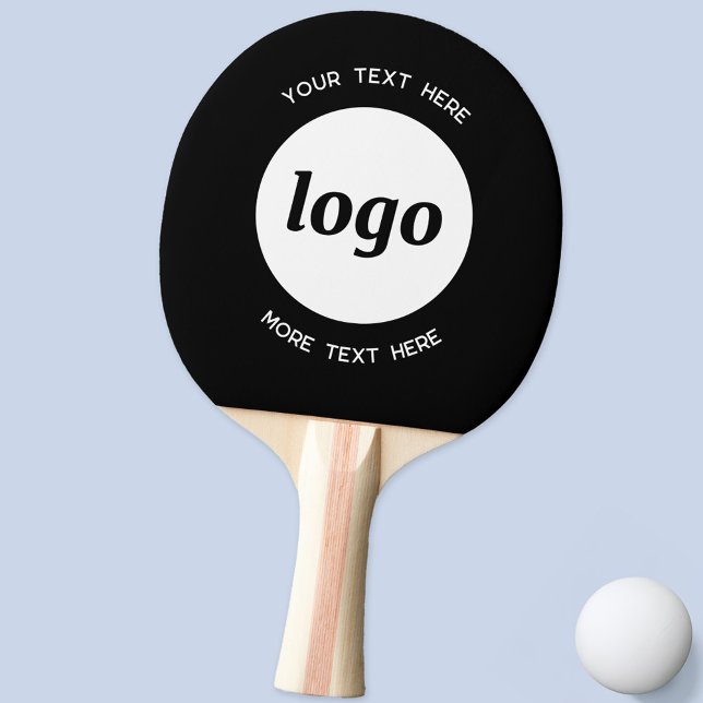 Enkel Logotyp med text Business Promotional Black Pingisracket (Simple logo with custom text business branding promotional black ping pong paddle)