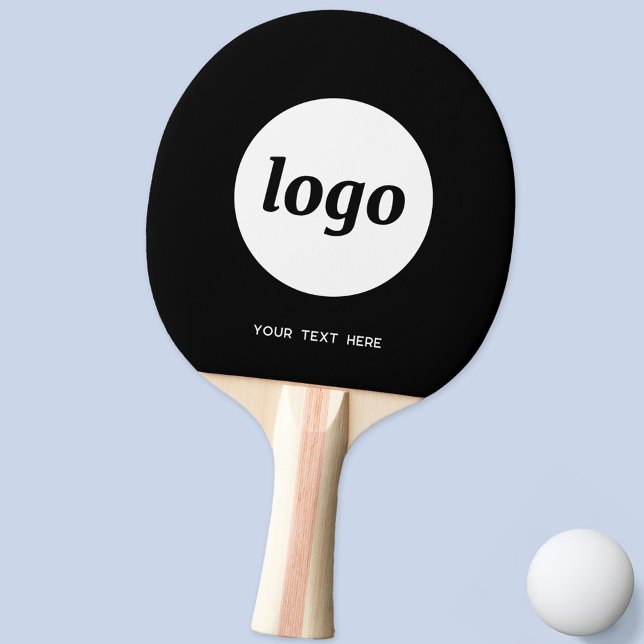 Enkel Logotyp med text Business Promotional Black Pingisracket (Simple logo with custom text business branding promotional ping pong paddle)