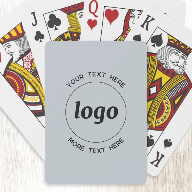 Enkel Logotyp med text Business Promotional Blue Casinokort (Logo with custom text promotional business powder blue playing cards)