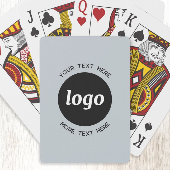 Enkel Logotyp med text Business Promotional Blue Casinokort (Logo with custom text promotional business powder blue playing cards)