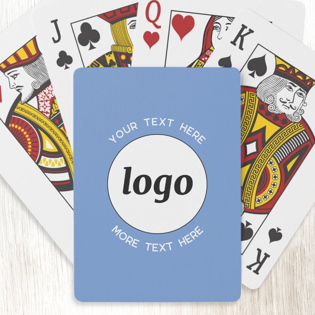 Enkel Logotyp med text Business Promotional Blue Casinokort (Logo with custom text  business promotional branding playing cards)