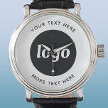 Enkel logotyp med text företagsreklam armbandsur<br><div class="desc">Lägg till din egen logotyp och textval i denna design.  Ta bort den övre eller nedre texten om du föredrar det.  Minimalistisk och professionell.  Bra som reklamprodukt eller gåva till dina kunder och klienter.</div>