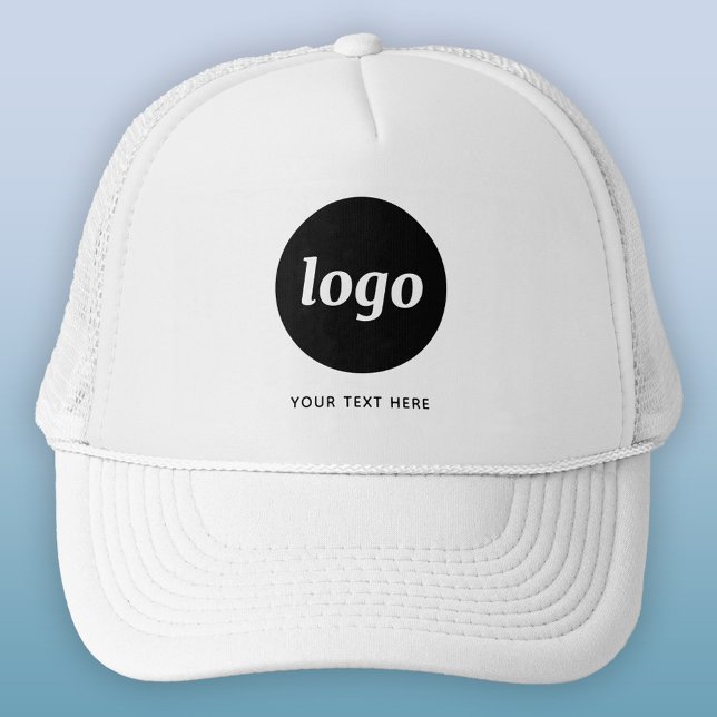 Enkel logotyp med text näringsliv keps (Logo custom text business promotional trucker hat)