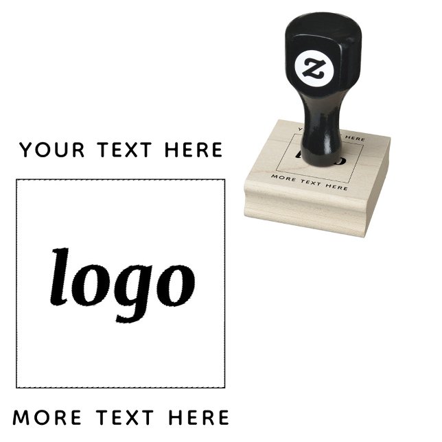 Enkel logotyp med text näringsliv stämpel (Simple logo with custom text business branding promotional rubber stamp with optional handle)