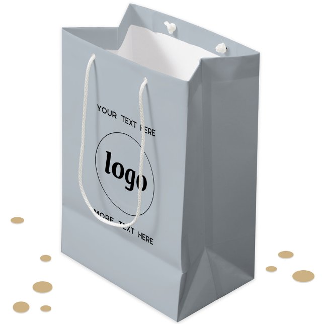 Enkel Logotyp med text som är blå (Simple logo and custom text promotional business branding gift or product bag)