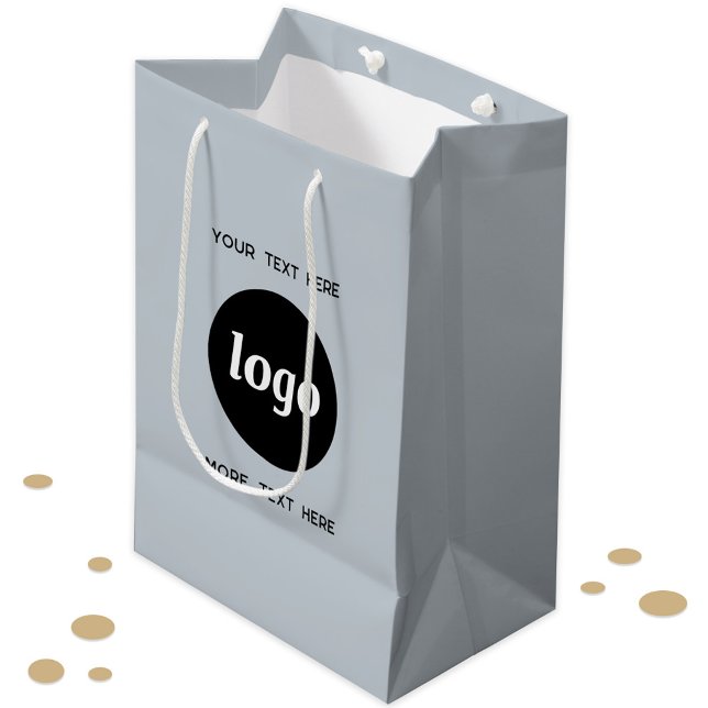 Enkel Logotyp med text som är blå (Simple logo and custom text promotional business branding gift or product bag)