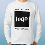 Enkel Logotyp med text - T-skift för företag T Shirt<br><div class="desc">Lägg till din egen logotyp och ditt eget textval till den här designen. Ta bort den övre eller nedre texten om du vill. Minimalistisk och professionell. Underbar för arbetstagarprofilering,  som en uniform,  för företagsevenemang och affärsprogram,  eller som en marknadsföringsprodukt för dina kunder och kunder.</div>
