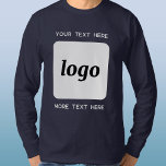 Enkel Logotyp med text - T-skift för företag T Shirt<br><div class="desc">Lägg till din egen logotyp och ditt eget textval till den här designen. Ta bort den övre eller nedre texten om du vill. Minimalistisk och professionell. Underbar för arbetstagarprofilering,  som en uniform,  för företagsevenemang och affärsprogram,  eller som en marknadsföringsprodukt för dina kunder och kunder.</div>