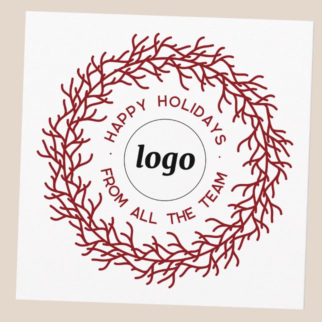 Enkel logotyp med textaffärsbefrämjande julkort (Modern wreath logo business company holiday card)