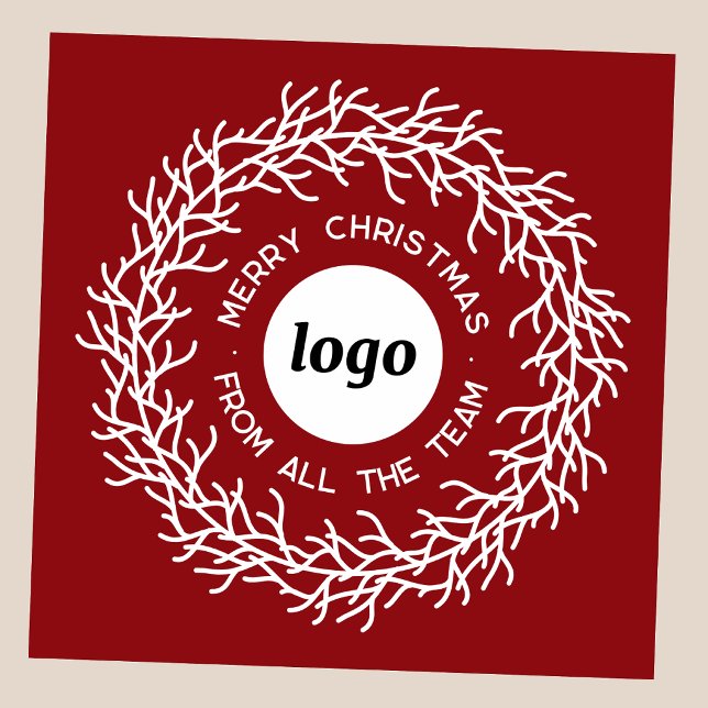 Enkel logotyp med textaffärsbefrämjande julkort (Modern Christmas Wreath business company logo holiday card)