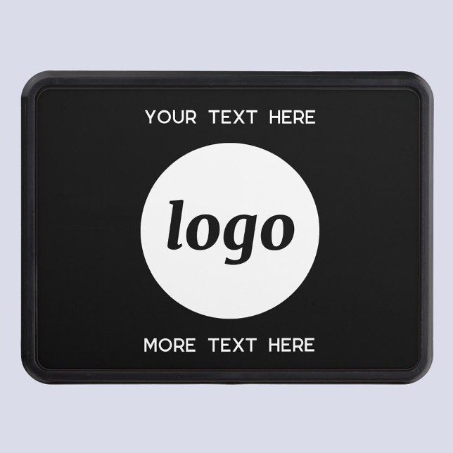 Enkel Logotyp med textföretag Dragkroksskydd (Simple logo with custom text business branding promotional black trailer hitch cover)