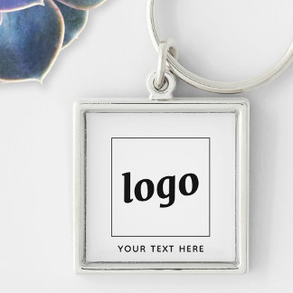 Enkel Logotyp med textföretag Fyrkantig Silverfärgad Nyckelring