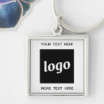 Enkel Logotyp med textföretag Fyrkantig Silverfärgad Nyckelring<br><div class="desc">Lägg till din egen logotyp och ditt eget textval till den här designen. Minimalistisk och professionell. Underbar för varumärkning av anställda eller som kampanjprodukt för dina kunder och kunder.</div>