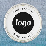 Enkel Logotyp med textföretag Kavajnål<br><div class="desc">Lägg till din egen logotyp och ditt eget textval till den här designen. Ta bort den övre eller nedre texten om du vill. Minimalistisk och professionell. Underbar för varumärkning av anställda eller som kampanjprodukt för dina kunder och kunder.</div>