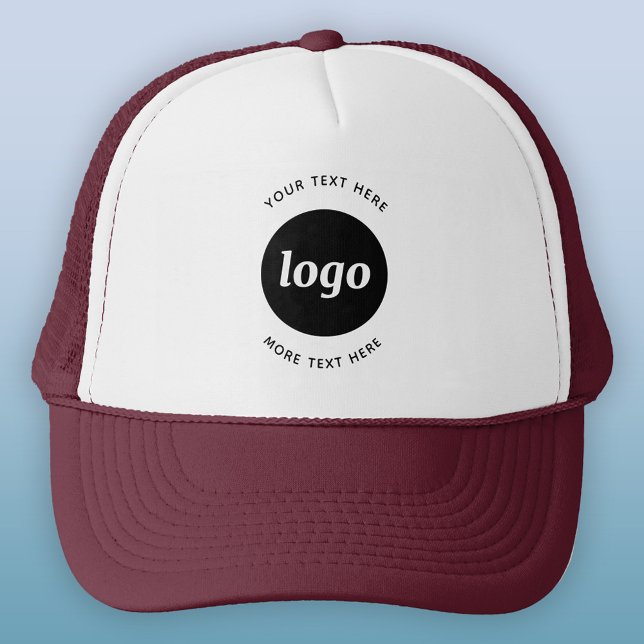 Enkel Logotyp med textföretag Keps (Simple logo with custom text business branding promotional trucker hat)