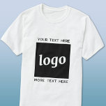 Enkel Logotyp med textföretag T Shirt<br><div class="desc">Lägg till din egen logotyp och ditt eget textval till den här designen. Ta bort den övre eller nedre texten om du vill. Minimalistisk och professionell. Underbar för anpassning av anställda eller uniformer,  eller som en marknadsföringsprodukt för dina kunder och kunder.</div>