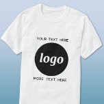 Enkel Logotyp med textreklam för företag T Shirt<br><div class="desc">Lägg till din egen logotyp och ditt eget textval till den här unika designen. Ta bort den övre eller nedre texten om du vill. Minimalistisk och professionell. Underbar för anpassning av anställda eller uniformer,  eller som en marknadsföringsprodukt för dina kunder och kunder.</div>