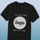 Enkel Logotyp med textreklam för företag T Shirt<br><div class="desc">Lägg till din egen logotyp och ditt eget textval till den här unika designen. Ta bort den övre eller nedre texten om du vill. Minimalistisk och professionell. Underbar för anpassning av anställda eller uniformer,  eller som en marknadsföringsprodukt för dina kunder och kunder.</div>
