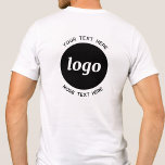 Enkel Logotyp med textreklam för företag T Shirt<br><div class="desc">Lägg till din egen logotyp och ditt eget textval till den här bakåtdesignen. Ta bort den övre eller nedre texten om du vill. Minimalistisk och professionell. Underbar för personalprofilering,  som personaluniform eller som en marknadsföringsprodukt för dina kunder och kunder.</div>