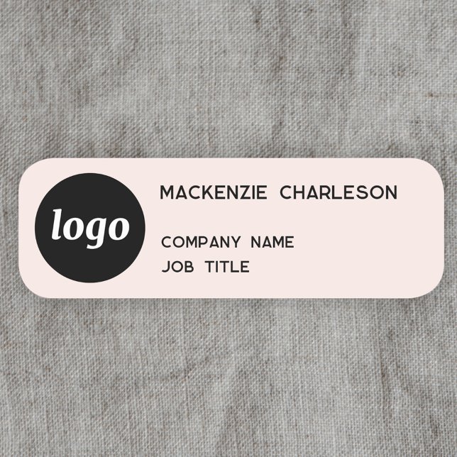 Enkel Logotyp Minimalistisk  Rosa Namn bricka Namnbricka (Logo and text custom business promotional blush pink name tag)
