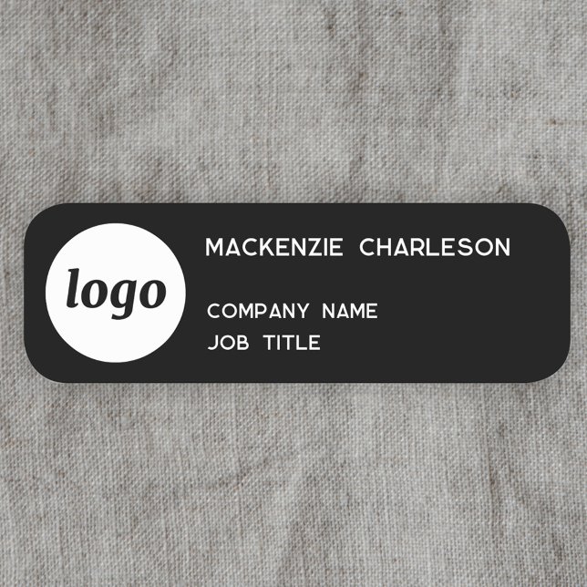 Enkel Logotyp Minimalistisk Svart Namnskylt Namnbricka (Logo with text business promotional name badge)