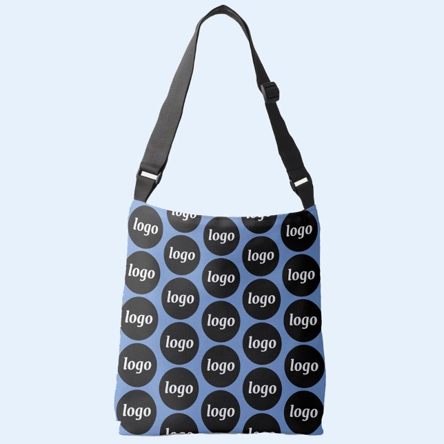 Enkel logotyp mönster affärsfrämjande axelväska (Simple logo pattern business branding promotional cross body bag)